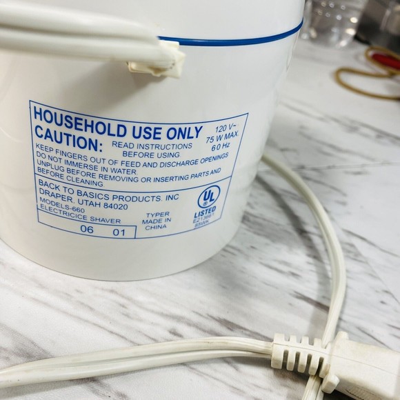 Back to Basics Hawaii Ice Snow Shredder Electric Shaver Blender Machine White - Picture 8 of 11